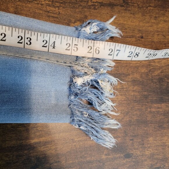 Free People Jeans 27 Great Heights Skinny Fray Fringe Hem Stretch Denim Light - Picture 8 of 10